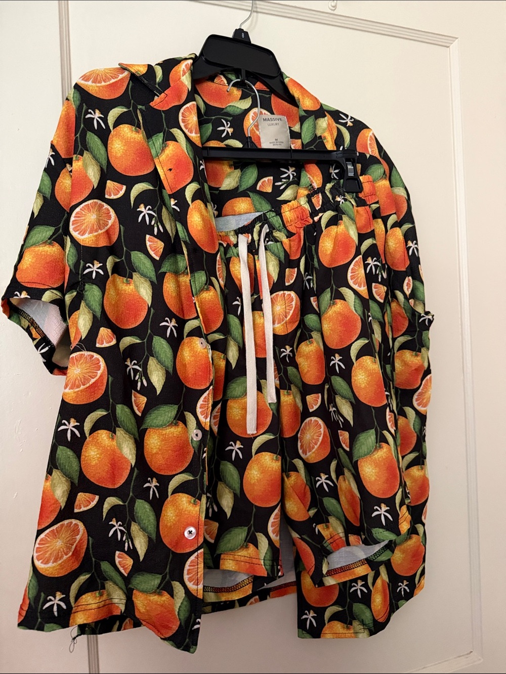 Massive luxury  Orange Fruit Print top and shorts set top : M shorts L
